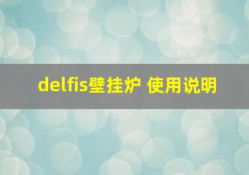 delfis壁挂炉 使用说明